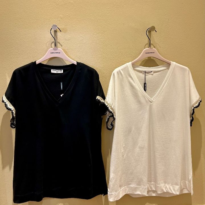 T-shirt ricamo manica bianca  (3)
